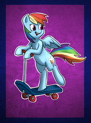 Size: 1861x2516 | Tagged: dead source, safe, artist:ohmymarton, rainbow dash, g4, female, scooter, solo