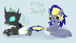 Size: 1920x1080 | Tagged: safe, artist:emerald rush, oc, oc only, oc:stargrazer, changeling, pegasus, pony, adult foal, adult grub, diaper, diaper fetish, non-baby in diaper