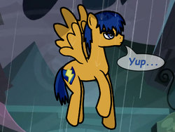 Size: 500x375 | Tagged: safe, artist:flashsentrysartwork, flash sentry, ask flash sentry, g4, ask, backwards cutie mark, male, rain, solo, tumblr