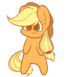 Size: 703x788 | Tagged: safe, artist:extradan, applejack, earth pony, pony, g4, bipedal, chibi, female, flat colors, looking at you, simple background, solo