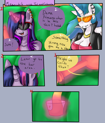 Size: 826x967 | Tagged: safe, artist:artsygum, princess celestia, twilight sparkle, anthro, comic:heart burn, g4, comic