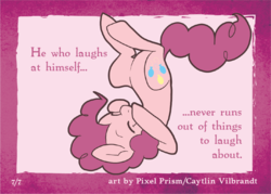 Size: 1051x751 | Tagged: safe, artist:pixel-prism, pinkie pie, g4, card, female, laughing, quote, solo