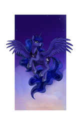 Size: 1024x1583 | Tagged: dead source, safe, artist:lemondevil, princess luna, alicorn, pony, g4, female, mare, solo, spread wings, wings