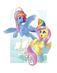 Size: 1024x1325 | Tagged: safe, artist:lemondevil, fluttershy, rainbow dash, g4, female, lesbian, ship:flutterdash, shipping