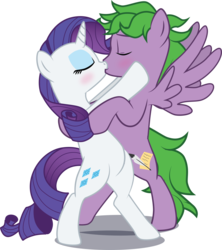 Size: 4227x4759 | Tagged: safe, artist:benybing, rarity, spike, pegasus, pony, unicorn, g4, absurd resolution, female, kiss on the lips, kissing, male, mare, ponified, ponified spike, ship:sparity, shipping, simple background, straight, transparent background