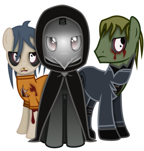 Semi Grimdark Artist Radiationalpha Oc Oc Only Pony Zombie Absurd Resolution Anti Villain Blood Clothes Crossover Group Looking At You Plague Doctor Plague Doctor Mask Ponified Scp Scp 049 Simple Background Transparent