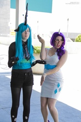 Size: 2304x3456 | Tagged: safe, artist:canhardlyfly, artist:hybridrain, artist:thestormypetrelofcosplay, queen chrysalis, rarity, human, g4, anime expo, anime expo 2013, cosplay, irl, irl human, photo