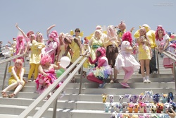 Size: 3456x2304 | Tagged: safe, fluttershy, pinkie pie, human, g4, anime expo, cosplay, group photo, irl, irl human, photo