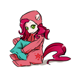 Size: 1280x1240 | Tagged: safe, artist:starshinebeast, oc, oc only, butt flap, clothes, footed sleeper, pajamas, pillow, solo, starberry tart, tumblr