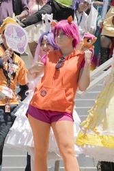 Size: 2304x3456 | Tagged: safe, scootaloo, sweetie belle, human, g4, clothes, cosplay, irl, irl human, pantyhose, photo