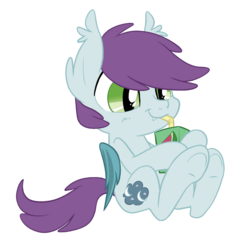 Size: 1240x1292 | Tagged: safe, artist:equestria-prevails, oc, oc only, oc:moon moon, bat pony, pony, cute, drinking, fangs, hoof hold, juice, juice box, simple background, sitting, smiling, solo, straw, transparent background, underhoof, vector