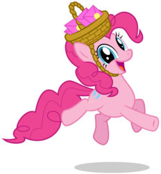 Size: 5000x5378 | Tagged: safe, artist:lahirien, pinkie pie, g4, party of one, absurd resolution, basket, bouncing, cute, diapinkes, female, happy, letter, mail, shadow, simple background, solo, transparent background, vector