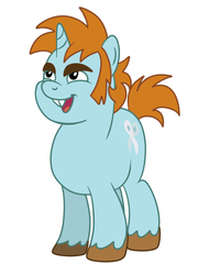 Size: 511x710 | Tagged: safe, artist:disfiguredstick, snips, pony, unicorn, g4, bucktooth, male, older, older snips, open mouth, simple background, solo, stallion, white background