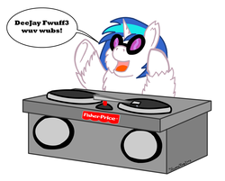 Size: 2180x1754 | Tagged: safe, artist:tricornking, dj pon-3, vinyl scratch, fluffy pony, g4, female, fisher price, solo, turntable