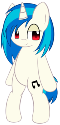 Size: 465x963 | Tagged: safe, artist:pokumii, dj pon-3, vinyl scratch, pony, unicorn, g4, bipedal, female, lidded eyes, mare, smiling, solo