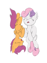 Size: 1500x2000 | Tagged: safe, scootaloo, sweetie belle, g4, sleeping