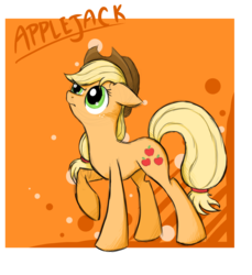 Size: 1100x1200 | Tagged: safe, artist:natsu714, applejack, g4, female, raised hoof, solo, text