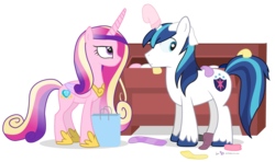 Size: 1350x800 | Tagged: safe, artist:dm29, princess cadance, shining armor, g4, caught, clothes, duo, simple background, socks, transparent background, unamused