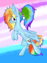 Size: 1536x2048 | Tagged: safe, artist:shyshyoctavia, rainbow dash, g4, alternate hairstyle, female, ponytail, solo