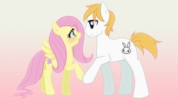 Size: 1536x864 | Tagged: safe, artist:shellah, angel bunny, fluttershy, g4, blushing, dream, female, male, ponified, ponified pony pets, ship:angelshy, shipping, straight