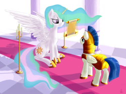 Size: 1500x1113 | Tagged: safe, artist:hieronymuswhite, princess celestia, g4, animated, animated png, female, royal guard