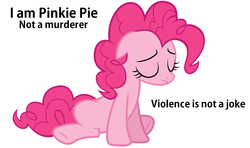 Size: 1216x720 | Tagged: safe, pinkie pie, g4, down with molestia, drama, female, joke, parody, punkie pie, solo, text, violence