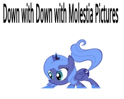 Size: 5000x4000 | Tagged: safe, princess luna, g4, down with molestia, drama, female, filly, solo, text, woona