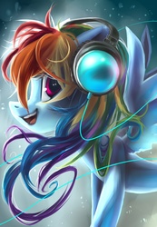 Size: 2044x2946 | Tagged: safe, artist:my-magic-dream, rainbow dash, g4, female, headphones, solo