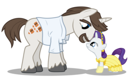Size: 3188x2000 | Tagged: safe, artist:anarchemitis, hondo flanks, rarity, pony, unicorn, g4, clothes, cute, dress, father and daughter, filly, filly rarity, male, raribetes, shirt, simple background, stallion, transparent background, vector, younger