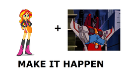 Size: 1337x796 | Tagged: safe, sunset shimmer, equestria girls, g4, exploitable meme, make it happen, meme, starscream, transformers