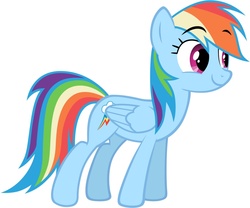 Size: 900x747 | Tagged: safe, rainbow dash, pegasus, pony, g4, female, hooves, mare, simple background, smiling, solo, vector, white background, wings