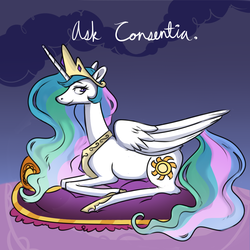 Size: 1000x1000 | Tagged: safe, artist:milku, princess celestia, ask consentia, g4, female, princess consentia, solo, tumblr