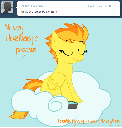 Size: 639x670 | Tagged: safe, artist:okiedokielokie, spitfire, g4, animated, ask-mlpspitfire, cloud, female, goggles, solo, tumblr