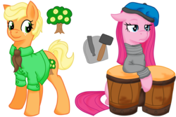 Size: 1095x730 | Tagged: safe, artist:crowmagnon, applejack, pinkie pie, g4, alternate universe, clothes