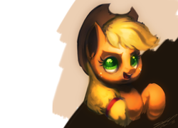 Size: 600x433 | Tagged: safe, artist:assasinmonkey, applejack, g4, female, raised hoof, solo