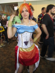 Size: 1944x2592 | Tagged: safe, artist:avalon cosplay, artist:avalon-cosplay, rainbow dash, tank, human, g4, clothes, cosplay, dress, gala dress, irl, irl human, otakon, otakon 2013, photo