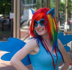 Size: 1810x1764 | Tagged: safe, artist:platonic-playdough, rainbow dash, human, g4, cosplay, irl, irl human, photo, solo