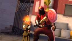 Size: 1192x670 | Tagged: safe, artist:fezwearingdoctor, button mash, g4, 3d, gmod, pyro (tf2), team fortress 2