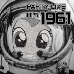 Size: 512x512 | Tagged: safe, pinkie pie, pony, g4, 1961, astronaut, party, space helmet