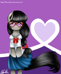 Size: 2500x3000 | Tagged: safe, artist:kitsunehino, octavia melody, g4, blushing, clothes, female, glasses, solo