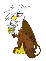 Size: 600x800 | Tagged: safe, artist:muffinsforever, gilda, griffon, g4, drink, female, solo