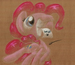Size: 943x820 | Tagged: safe, artist:getchanoodlewet, pinkie pie, g4, female, solo, text, traditional art