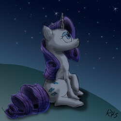 Size: 600x600 | Tagged: safe, artist:14dreamer, rarity, g4, female, night, solo, stars