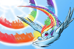 Size: 3000x2000 | Tagged: safe, artist:drizzthunter, rainbow dash, g4, female, flying, solo, sonic rainboom