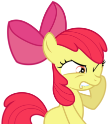 Size: 7450x8500 | Tagged: safe, artist:radiationalpha, apple bloom, g4, absurd resolution, cute, faic, female, glare, hnnng, lip bite, simple background, solo, thinking, transparent background, vector, wink