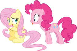 Size: 6000x3997 | Tagged: safe, artist:masem, fluttershy, pinkie pie, earth pony, pony, g4, absurd resolution, donut, duo, duo female, female, mare, simple background, transparent background, vector