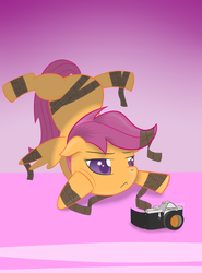 Size: 1200x1620 | Tagged: safe, artist:sunset-haste, scootaloo, pegasus, pony, g4, camera, female, film, pentax, solo