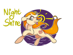 Size: 700x525 | Tagged: safe, artist:cotton, nightshine, earth pony, pony, g2, female, mare, solo, text, tongue out