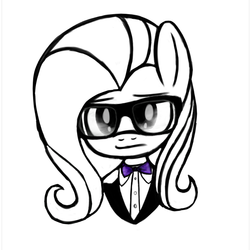 Size: 750x750 | Tagged: safe, artist:idontkn0ow, fluttershy, g4, bowtie, clothes, female, glasses, solo, suit