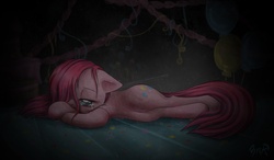 Size: 2550x1493 | Tagged: safe, artist:theunununium, pinkie pie, g4, crying, female, pinkamena diane pie, sad, solo